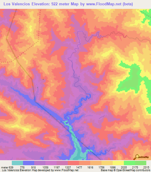 Los Valencios,Dominican Republic Elevation Map