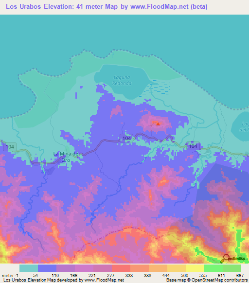 Los Urabos,Dominican Republic Elevation Map