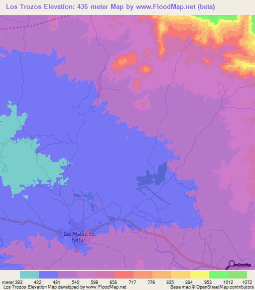 Los Trozos,Dominican Republic Elevation Map