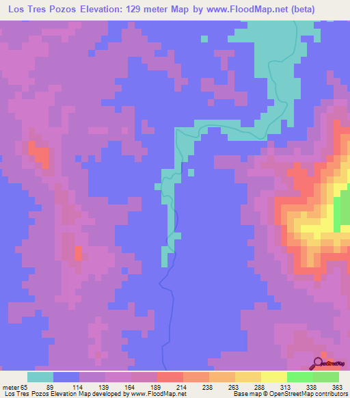 Los Tres Pozos,Dominican Republic Elevation Map