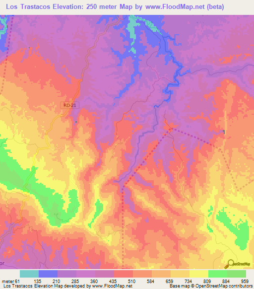 Los Trastacos,Dominican Republic Elevation Map