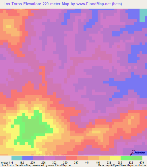 Los Toros,Dominican Republic Elevation Map