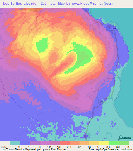 Los Toritos,Dominican Republic Elevation Map