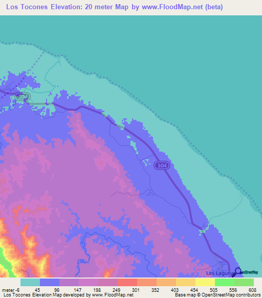 Los Tocones,Dominican Republic Elevation Map