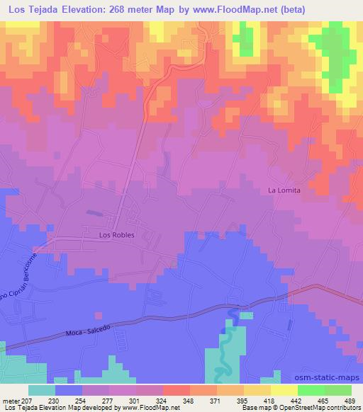 Los Tejada,Dominican Republic Elevation Map