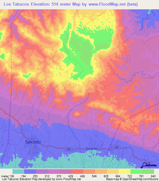 Los Tabucos,Dominican Republic Elevation Map