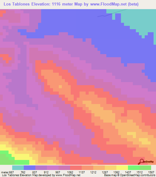 Los Tablones,Dominican Republic Elevation Map