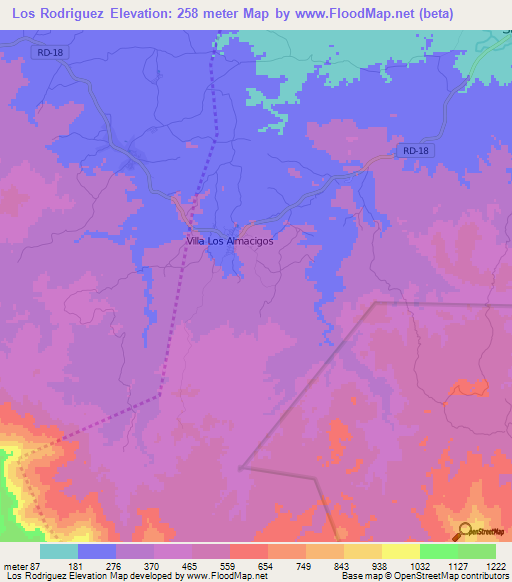 Los Rodriguez,Dominican Republic Elevation Map