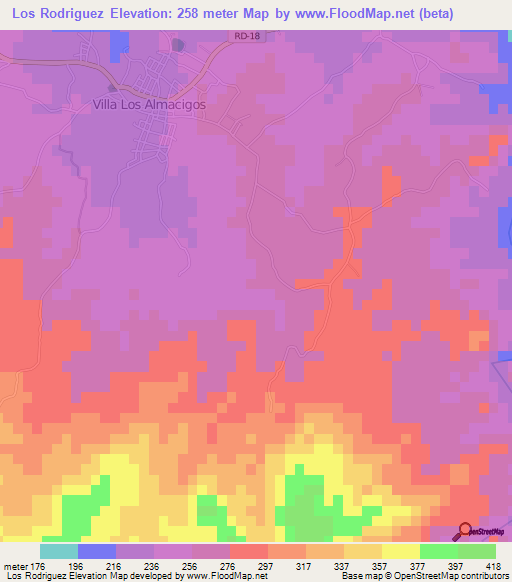 Los Rodriguez,Dominican Republic Elevation Map