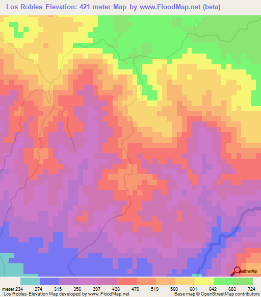 Los Robles,Dominican Republic Elevation Map