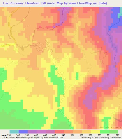 Los Rincones,Dominican Republic Elevation Map