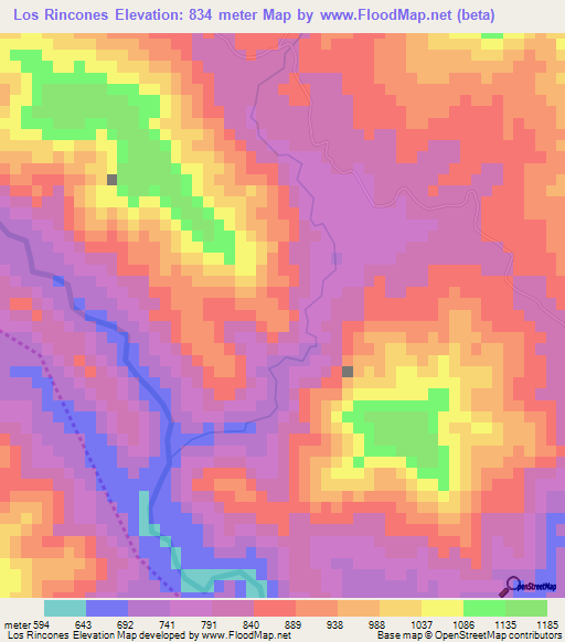 Los Rincones,Dominican Republic Elevation Map