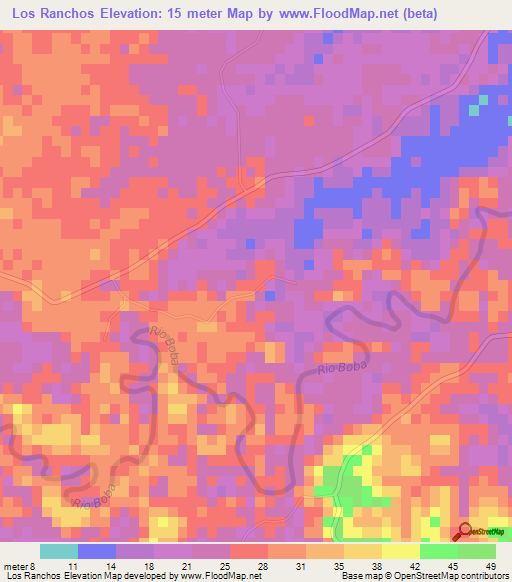 Los Ranchos,Dominican Republic Elevation Map