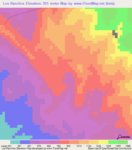 Los Ranchos,Dominican Republic Elevation Map