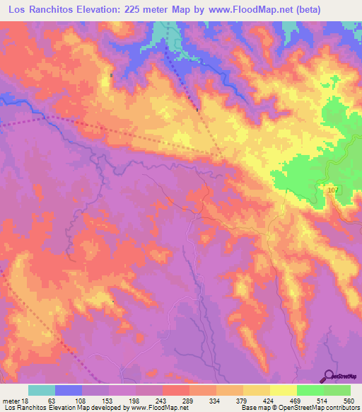 Los Ranchitos,Dominican Republic Elevation Map