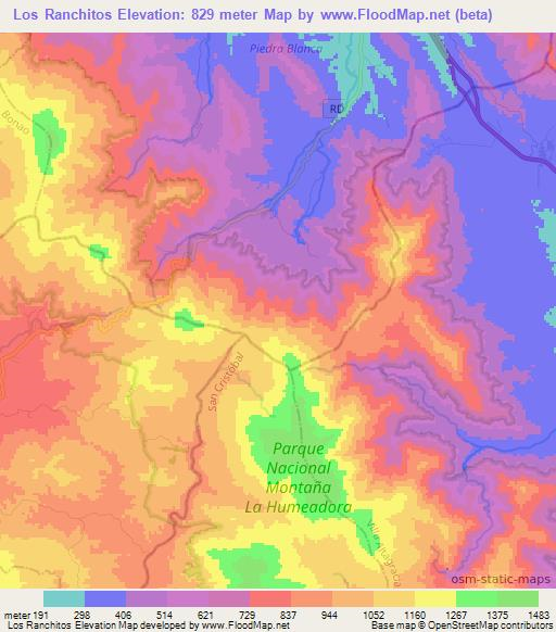 Los Ranchitos,Dominican Republic Elevation Map