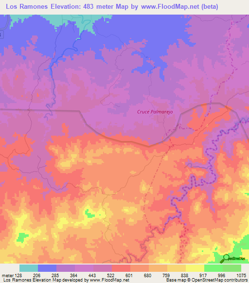 Los Ramones,Dominican Republic Elevation Map