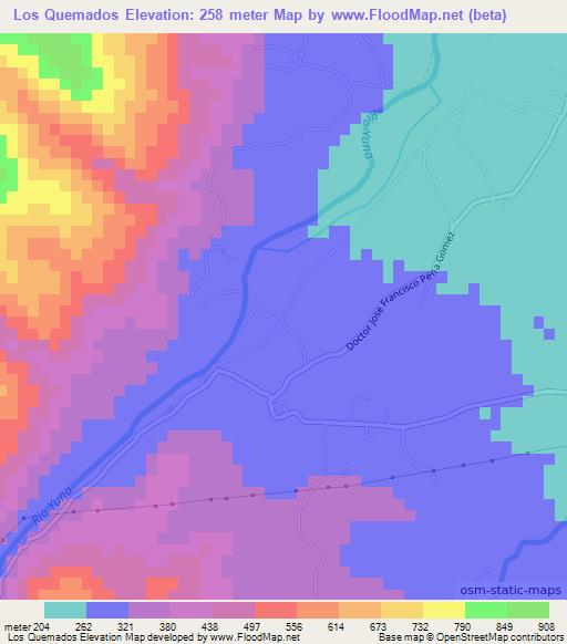 Los Quemados,Dominican Republic Elevation Map