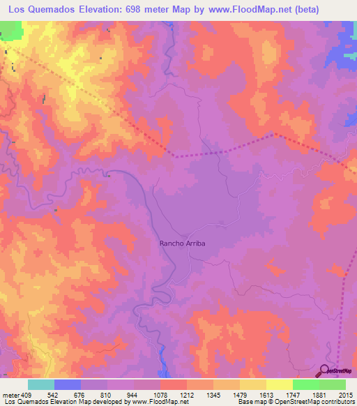 Los Quemados,Dominican Republic Elevation Map