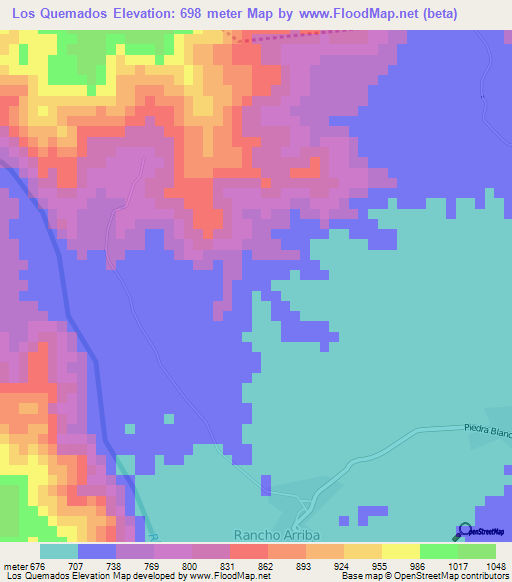 Los Quemados,Dominican Republic Elevation Map