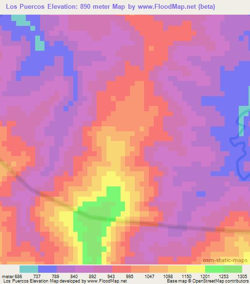 Los Puercos,Dominican Republic Elevation Map