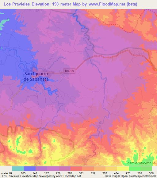 Los Pravieles,Dominican Republic Elevation Map