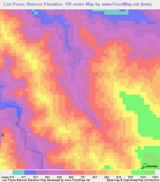 Los Pozos Blancos,Dominican Republic Elevation Map