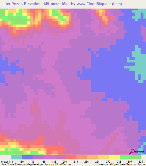 Los Pozos,Dominican Republic Elevation Map