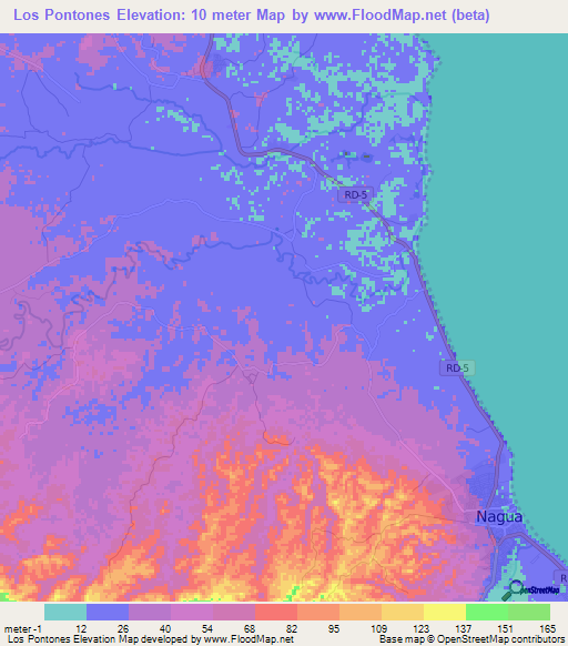 Los Pontones,Dominican Republic Elevation Map