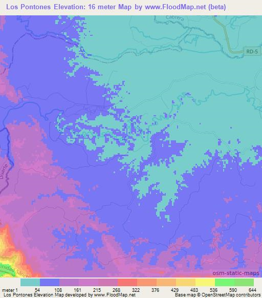 Los Pontones,Dominican Republic Elevation Map