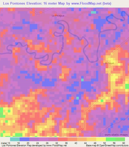 Los Pontones,Dominican Republic Elevation Map