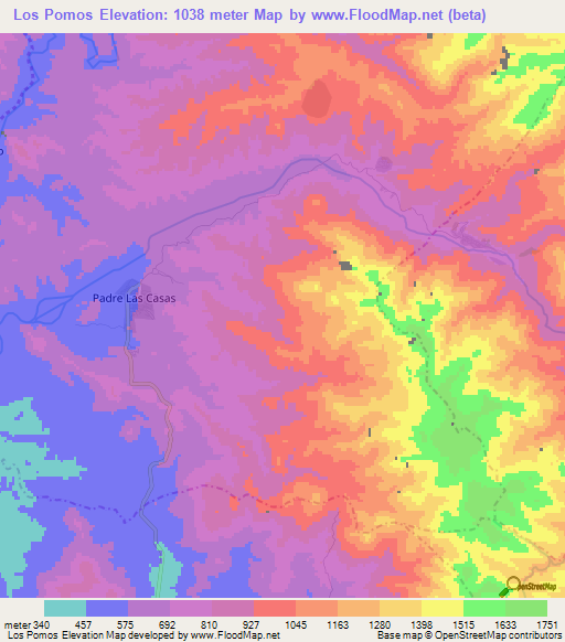 Los Pomos,Dominican Republic Elevation Map