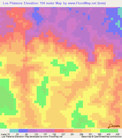 Los Platanos,Dominican Republic Elevation Map