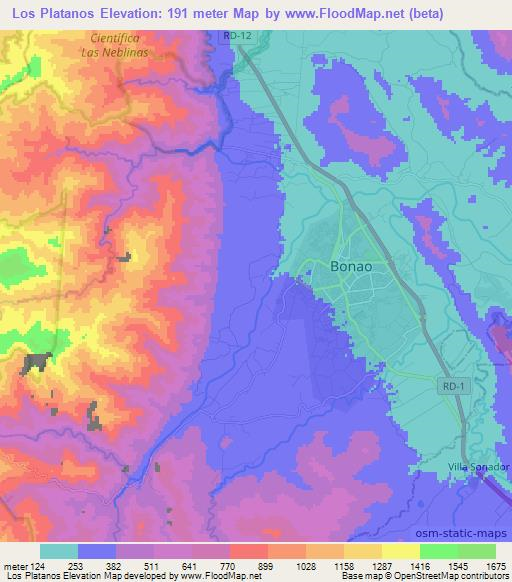 Los Platanos,Dominican Republic Elevation Map