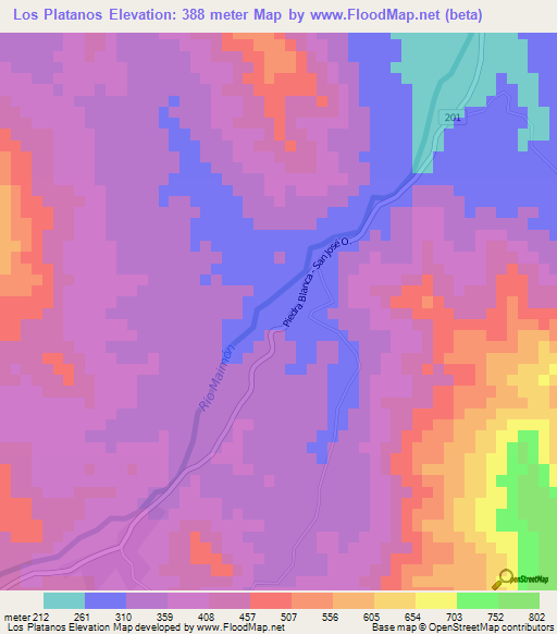 Los Platanos,Dominican Republic Elevation Map