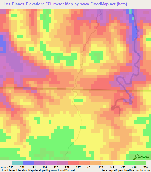 Los Planes,Dominican Republic Elevation Map