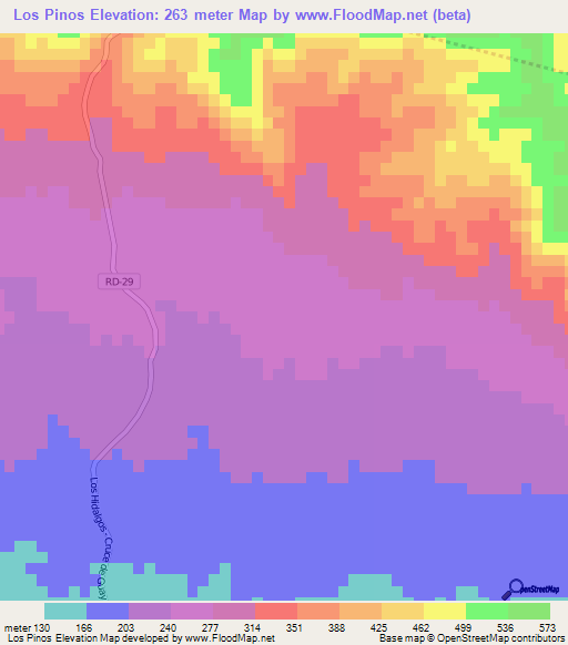 Los Pinos,Dominican Republic Elevation Map