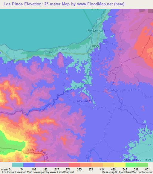 Los Pinos,Dominican Republic Elevation Map