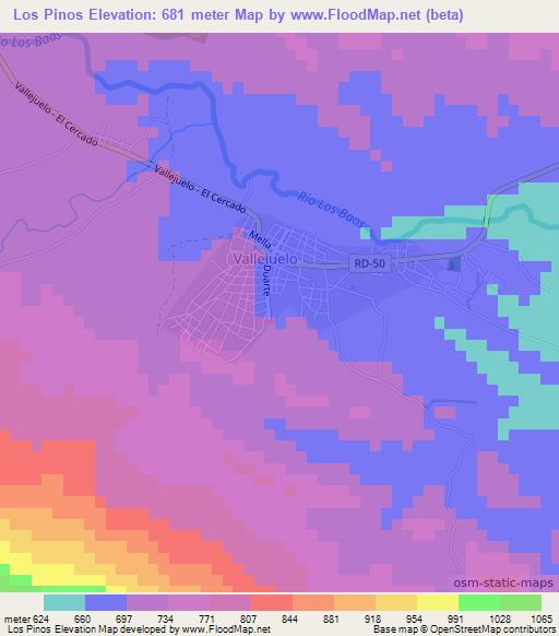 Los Pinos,Dominican Republic Elevation Map