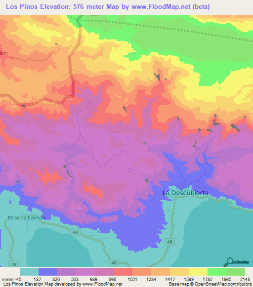 Los Pinos,Dominican Republic Elevation Map