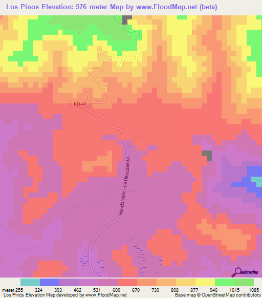 Los Pinos,Dominican Republic Elevation Map