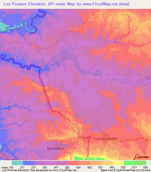 Los Picanes,Dominican Republic Elevation Map