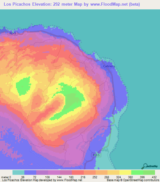 Los Picachos,Dominican Republic Elevation Map