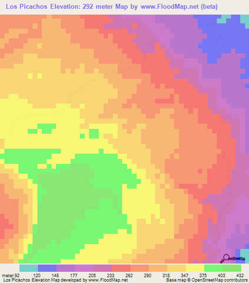 Los Picachos,Dominican Republic Elevation Map