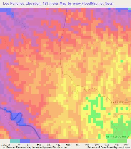 Los Penones,Dominican Republic Elevation Map