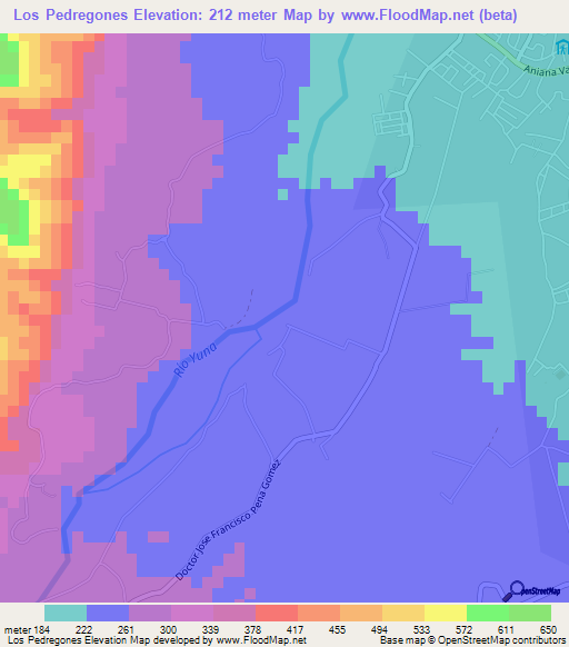 Los Pedregones,Dominican Republic Elevation Map