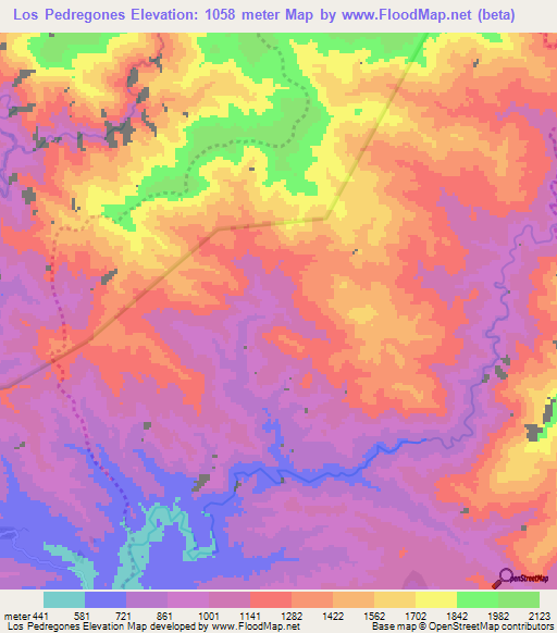 Los Pedregones,Dominican Republic Elevation Map