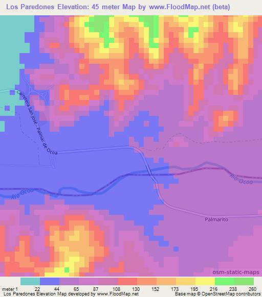 Los Paredones,Dominican Republic Elevation Map