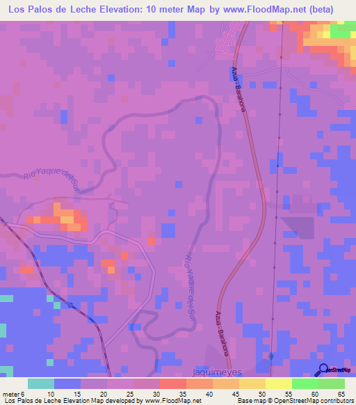 Los Palos de Leche,Dominican Republic Elevation Map