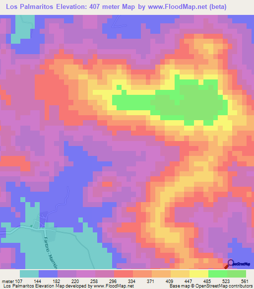 Los Palmaritos,Dominican Republic Elevation Map